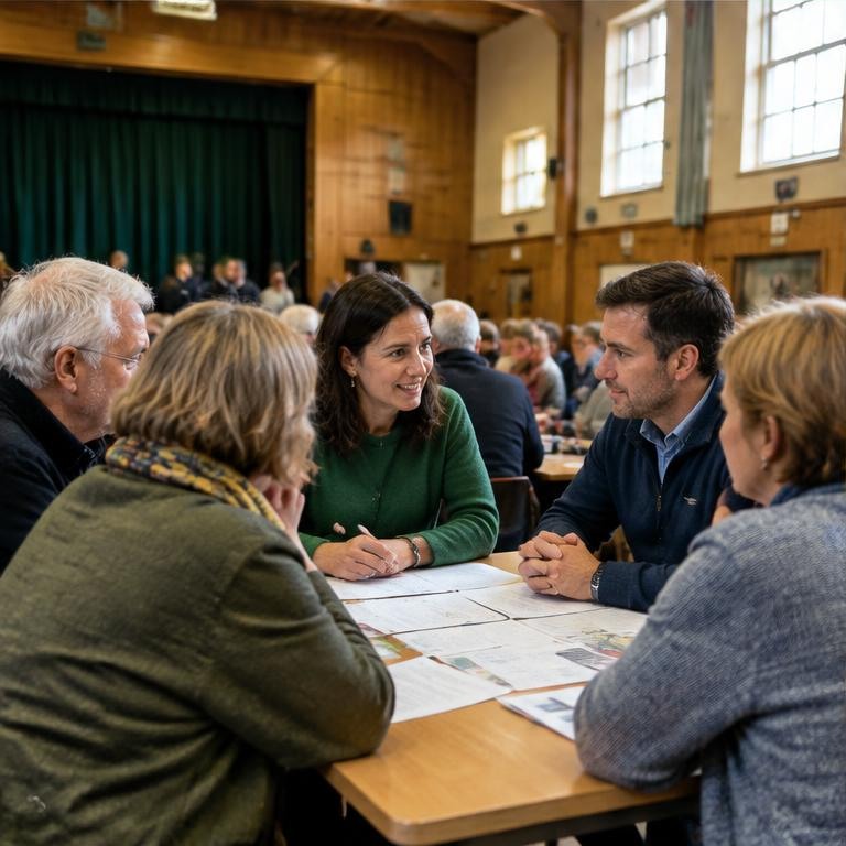 Community groups meeting in an Irish town hall