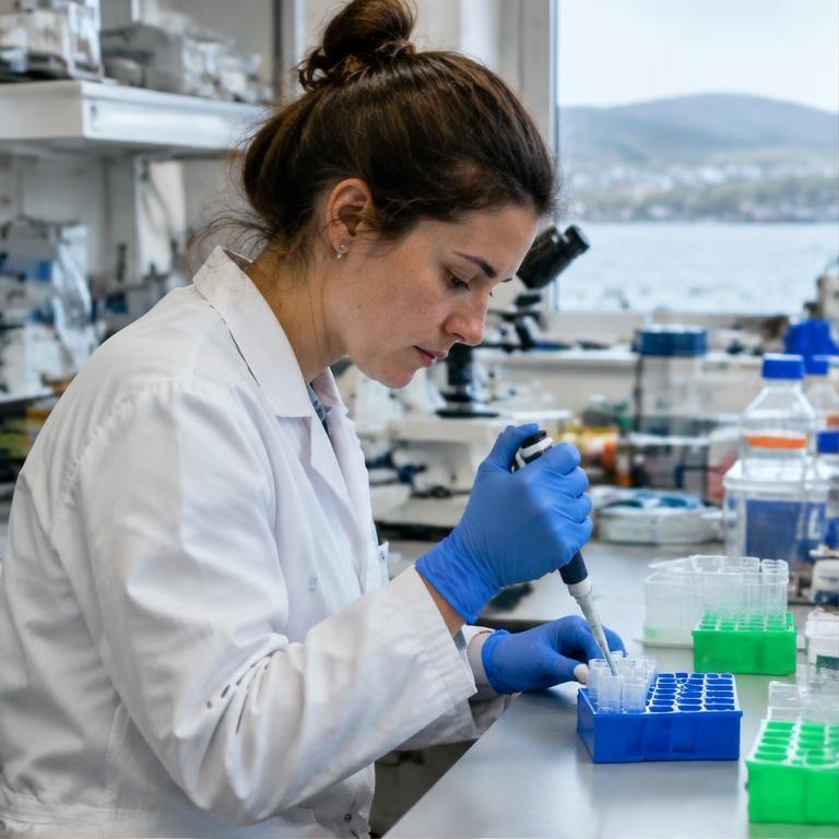 An Irish environmental scientist working in a laboratory