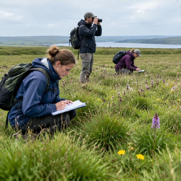 Ecologists surveying a protected Irish habitat