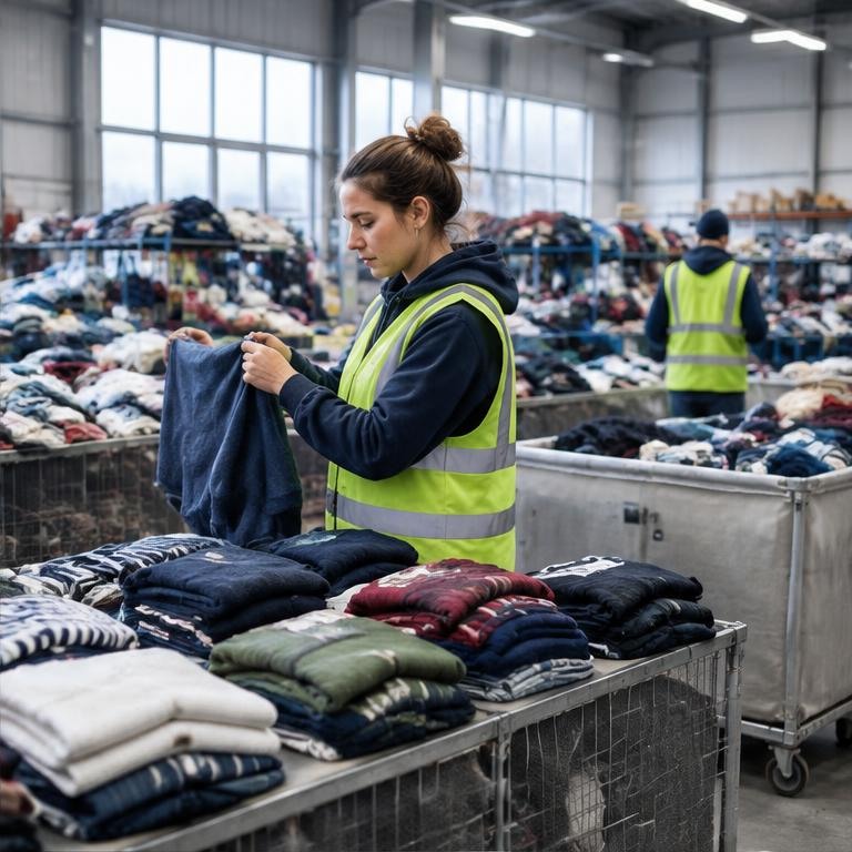 Clothing being sorted for reuse